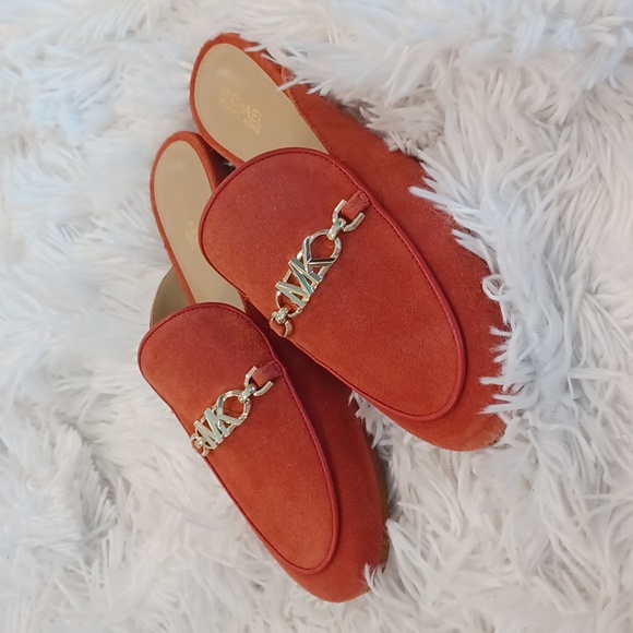 Michael Kors Tiffanie Slip-on Loafer Mule Flats Terracotta Suede NEW - Picture 1 of 16